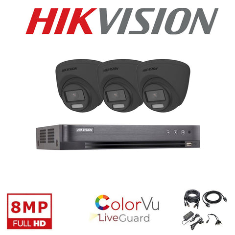 HIKVISION 24/7 COLORVU 4K CCTV SYSTEM 8 CHANNEL DVR DS-2CE72UF3T-E CAMERAS KIT