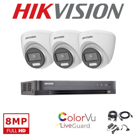 HIKVISION 24/7 COLORVU 4K CCTV SYSTEM 8 CHANNEL DVR DS-2CE72UF3T-E CAMERAS KIT