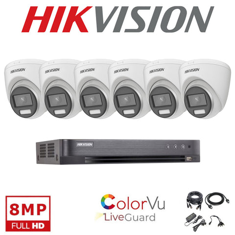 HIKVISION 24/7 COLORVU 4K CCTV SYSTEM 8 CHANNEL DVR DS-2CE72UF3T-E CAMERAS KIT