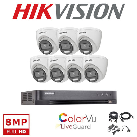 HIKVISION 24/7 COLORVU 4K CCTV SYSTEM 8 CHANNEL DVR DS-2CE72UF3T-E CAMERAS KIT