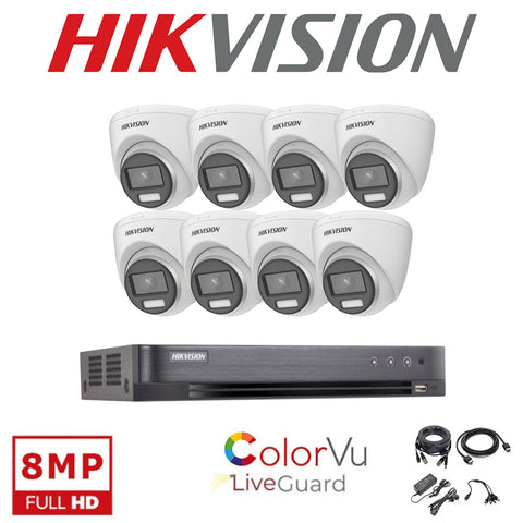 HIKVISION 24/7 COLORVU 4K CCTV SYSTEM 8 CHANNEL DVR DS-2CE72UF3T-E CAMERAS KIT