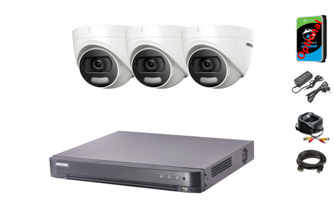 HIKVISION CCTV SYSTEM DVR 5MP 3K DS-2CE72KF3T IP67 COLORVU NIGHT VISION (White or Grey)