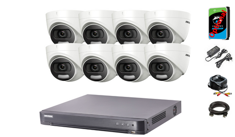 HIKVISION CCTV SYSTEM DVR 5MP 3K DS-2CE72KF3T IP67 COLORVU NIGHT VISION (White or Grey)