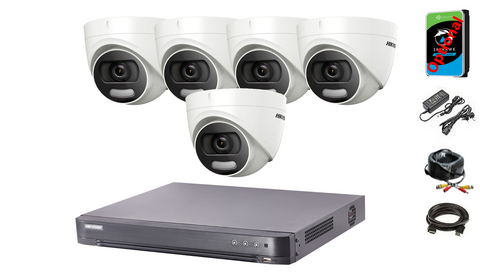 HIKVISION CCTV SYSTEM DVR 5MP 3K DS-2CE72KF3T IP67 COLORVU NIGHT VISION (White or Grey)