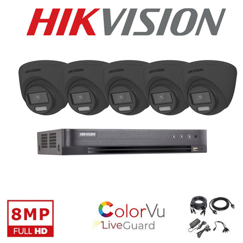 HIKVISION 24/7 COLORVU 4K CCTV SYSTEM 8 CHANNEL DVR DS-2CE72UF3T-E CAMERAS KIT