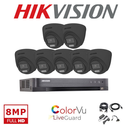 HIKVISION 24/7 COLORVU 4K CCTV SYSTEM 8 CHANNEL DVR DS-2CE72UF3T-E CAMERAS KIT