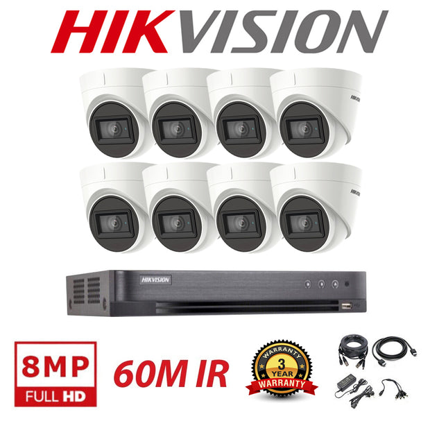HIKVISION CCTV KIT UHD 4K 8MP 60M EXIR NIGHT VISION DS-2CE78U1T-IT3F WHITE/GREY