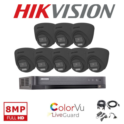 HIKVISION 24/7 COLORVU 4K CCTV SYSTEM 8 CHANNEL DVR DS-2CE72UF3T-E CAMERAS KIT