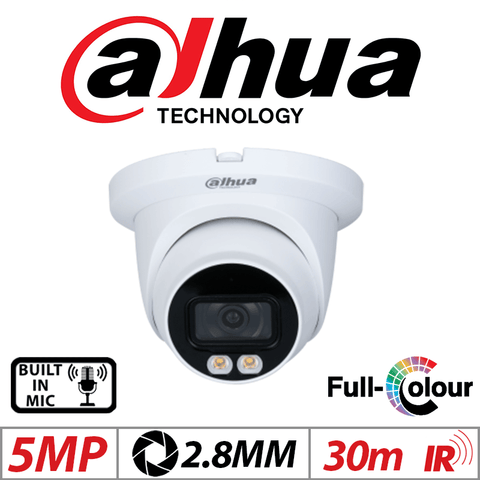Dahua IPC-HDW3549TMP-AS-LED - 5MP WizSense AI Series Full-Colour Turret Camera POE