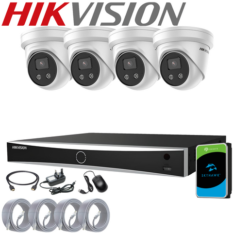 HIKVISION DARKFIGHTER IP POE 4MP CCTV CAMERA SYSTEM NVR ACUSENSE KIT