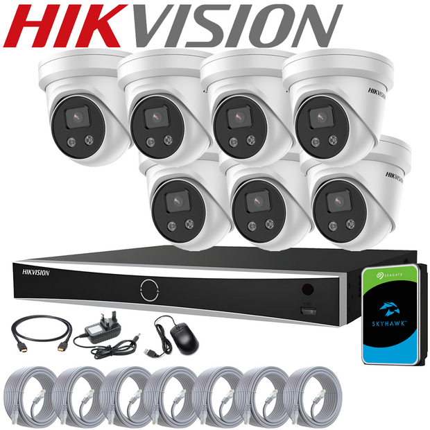 HIKVISION DARKFIGHTER IP POE 4MP CCTV CAMERA SYSTEM NVR ACUSENSE KIT