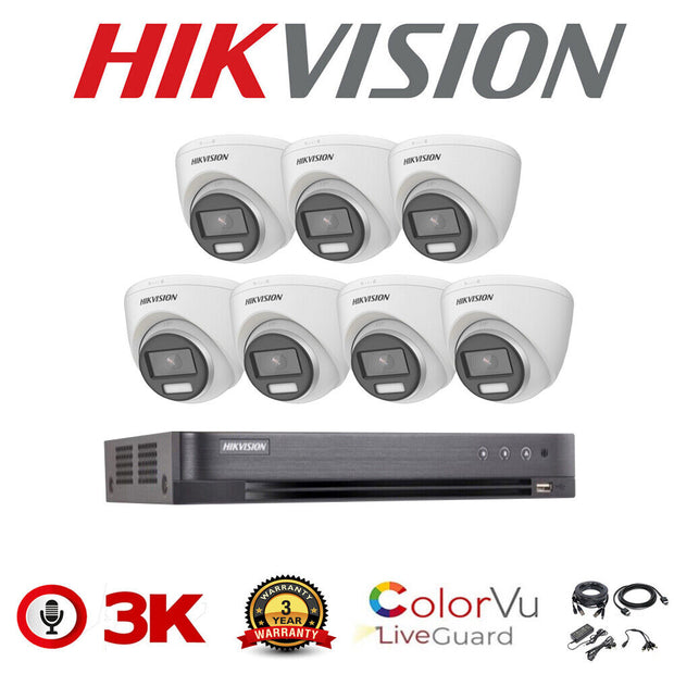 HIKVISION DS-2CE72KF0T-LFS SYSTEM 5MP AUDIO MIC CAMERA COLORVU SMART HYBRID (BLACK and WHITE)