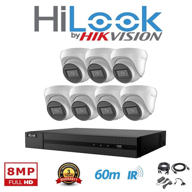 HIKVISION HILOOK CCTV SYSTEM 8MP 4K DVR 30m IR NIGHT VISION OUTDOOR CAMERA KIT