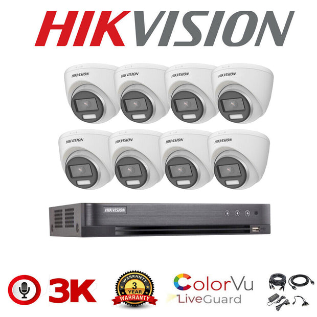 HIKVISION DS-2CE72KF0T-LFS SYSTEM 5MP AUDIO MIC CAMERA COLORVU SMART HYBRID (BLACK and WHITE)