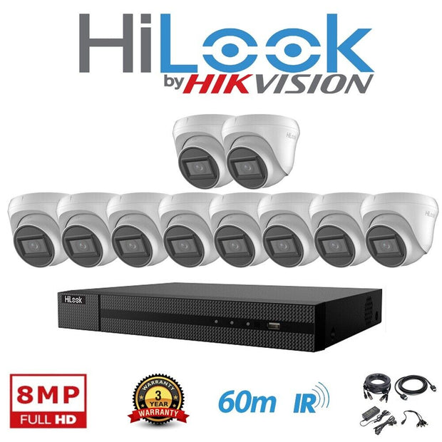 HIKVISION HILOOK CCTV SYSTEM 8MP 4K DVR 30m IR NIGHT VISION OUTDOOR CAMERA KIT