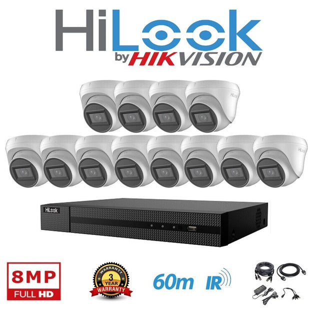 HIKVISION HILOOK CCTV SYSTEM 8MP 4K DVR 30m IR NIGHT VISION OUTDOOR CAMERA KIT