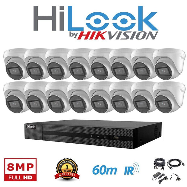 HIKVISION HILOOK CCTV SYSTEM 8MP 4K DVR 30m IR NIGHT VISION OUTDOOR CAMERA KIT