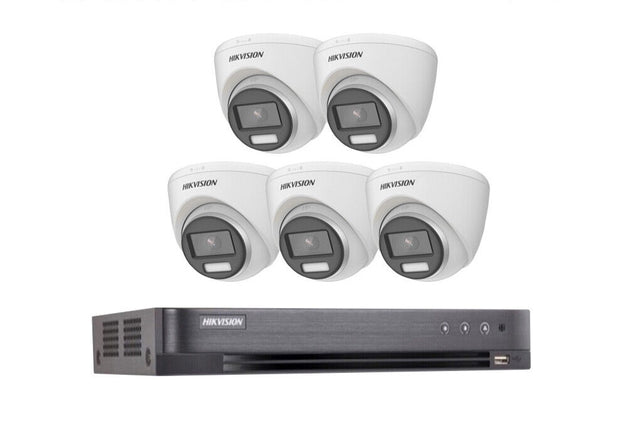 HIKVISION DS-2CE72KF0T-LFS SYSTEM 5MP AUDIO MIC CAMERA COLORVU SMART HYBRID (BLACK and WHITE)