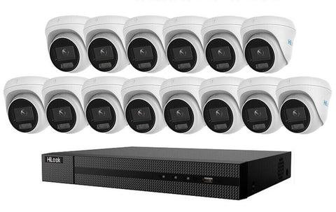 HIKVISION HILOOK COLORVU POE 16 CHANNEL CCTV SYSTEM IP 8MP 4K NVR 5MP 24/7 COLORVU CAMERA