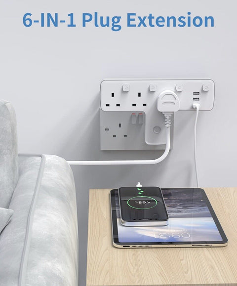 Mscien T Plug Extension with 3 USB Wall Socket 3 Way Electric Plug Adaptor