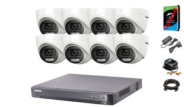HIKVISION CCTV SYSTEM DVR 5MP DS-2CE72HFT-F IP67 COLORVU NIGHT VISION (White or Grey)