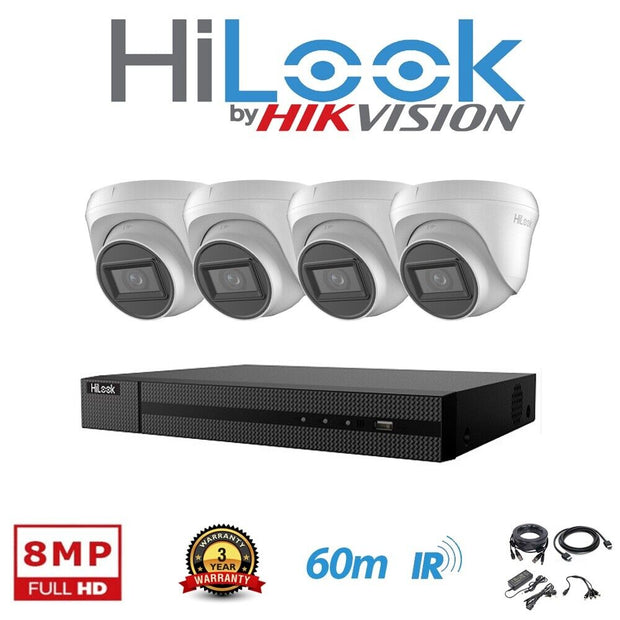 HIKVISION HILOOK CCTV SYSTEM 8MP 4K DVR 30m IR NIGHT VISION OUTDOOR CAMERA KIT