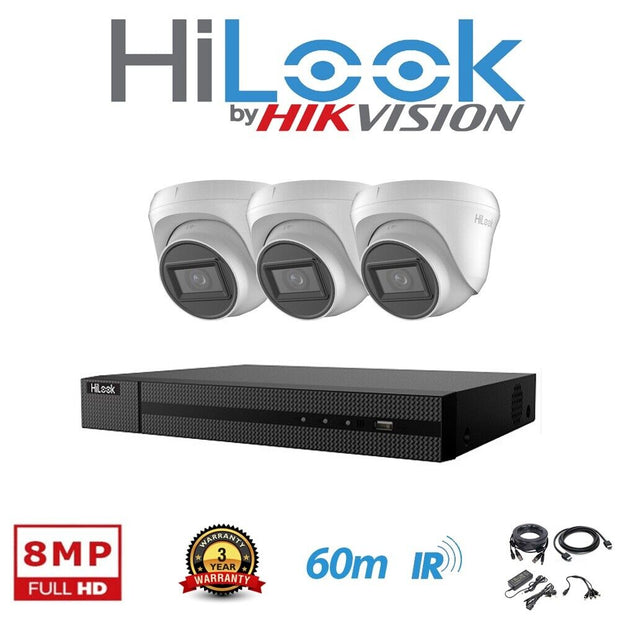 HIKVISION HILOOK CCTV SYSTEM 8MP 4K DVR 30m IR NIGHT VISION OUTDOOR CAMERA KIT