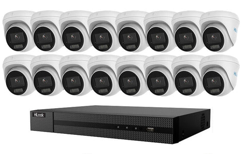 HIKVISION HILOOK COLORVU POE 16 CHANNEL CCTV SYSTEM IP 8MP 4K NVR 5MP 24/7 COLORVU CAMERA