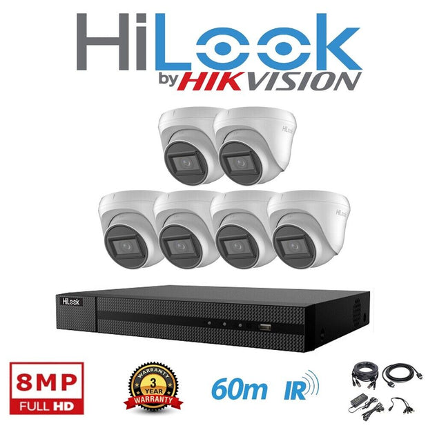 HIKVISION HILOOK CCTV SYSTEM 8MP 4K DVR 30m IR NIGHT VISION OUTDOOR CAMERA KIT