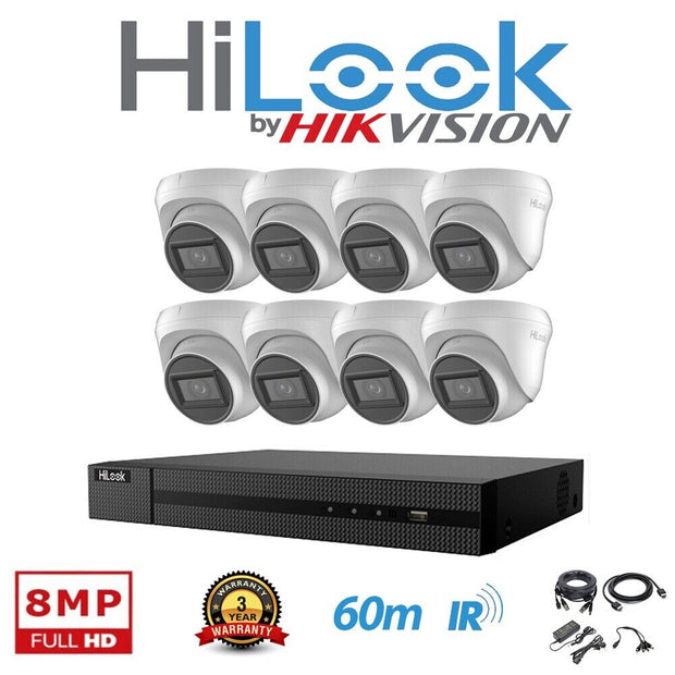 HIKVISION HILOOK CCTV SYSTEM 8MP 4K DVR 30m IR NIGHT VISION OUTDOOR CAMERA KIT