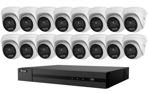 HIKVISION HILOOK COLORVU POE 16 CHANNEL CCTV SYSTEM IP 8MP 4K NVR 5MP 24/7 COLORVU CAMERA