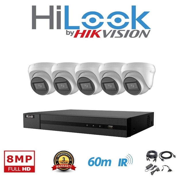 HIKVISION HILOOK CCTV SYSTEM 8MP 4K DVR 30m IR NIGHT VISION OUTDOOR CAMERA KIT