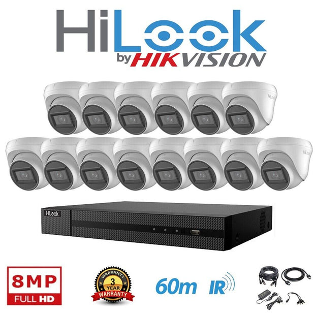 HIKVISION HILOOK CCTV SYSTEM 8MP 4K DVR 30m IR NIGHT VISION OUTDOOR CAMERA KIT