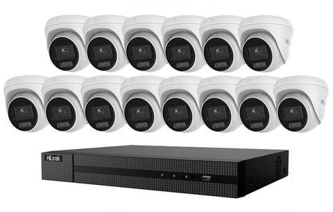 HIKVISION HILOOK COLORVU POE 16 CHANNEL CCTV SYSTEM IP 8MP 4K NVR 5MP 24/7 COLORVU CAMERA