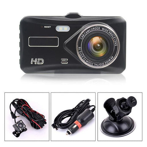 4" In Car Camera Recorder Dual Front and Rear HD 1080P Dash Cam Night Vision