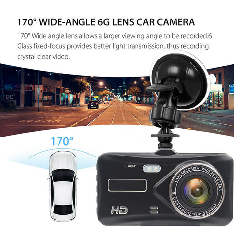 4" In Car Camera Recorder Dual Front and Rear HD 1080P Dash Cam Night Vision